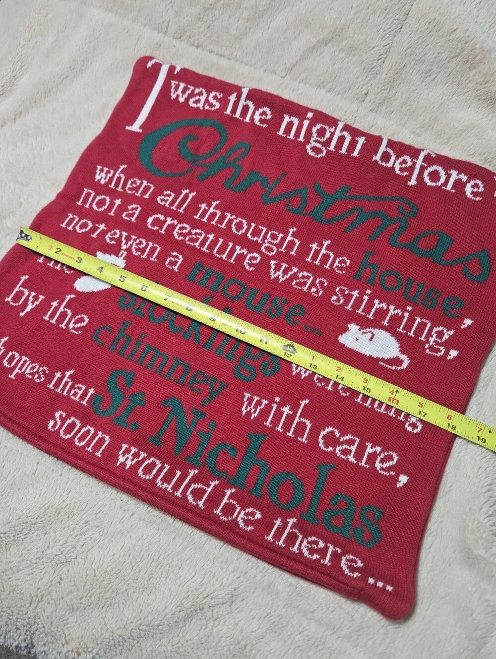 Christmas pillow case “‘Twas the Night before Christmas”, throw cover only